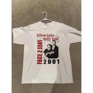 Elton John‎ Billy Joel Face 2 Face Tour 2001 Tee XL Vintage Single Stitch Style
